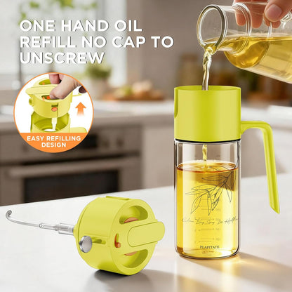 17oz/500ml Premium Olive Oil Sprayer for Cooking, 2 in 1 Glass Olive Oil Dispenser Bottle for Kitchen Gadgets, Spray Bottle with Portion Control for Salad, Frying, BBQ (Black)