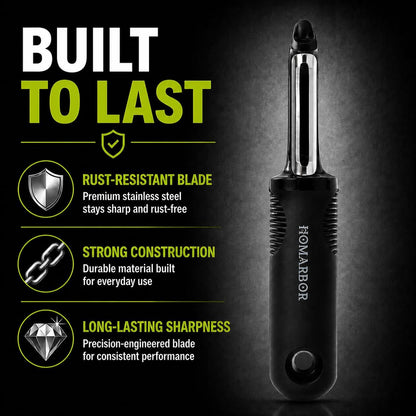 Black Premium Vegetable Peeler | Ultra-Sharp Swivel Stainless Steel Blade | Ergonomic Soft Grip Handle | Mango Peeler | Dishwasher Safe | Skin Peeler for Veggies & Fruits | Potato Peeler & Eye Remover
