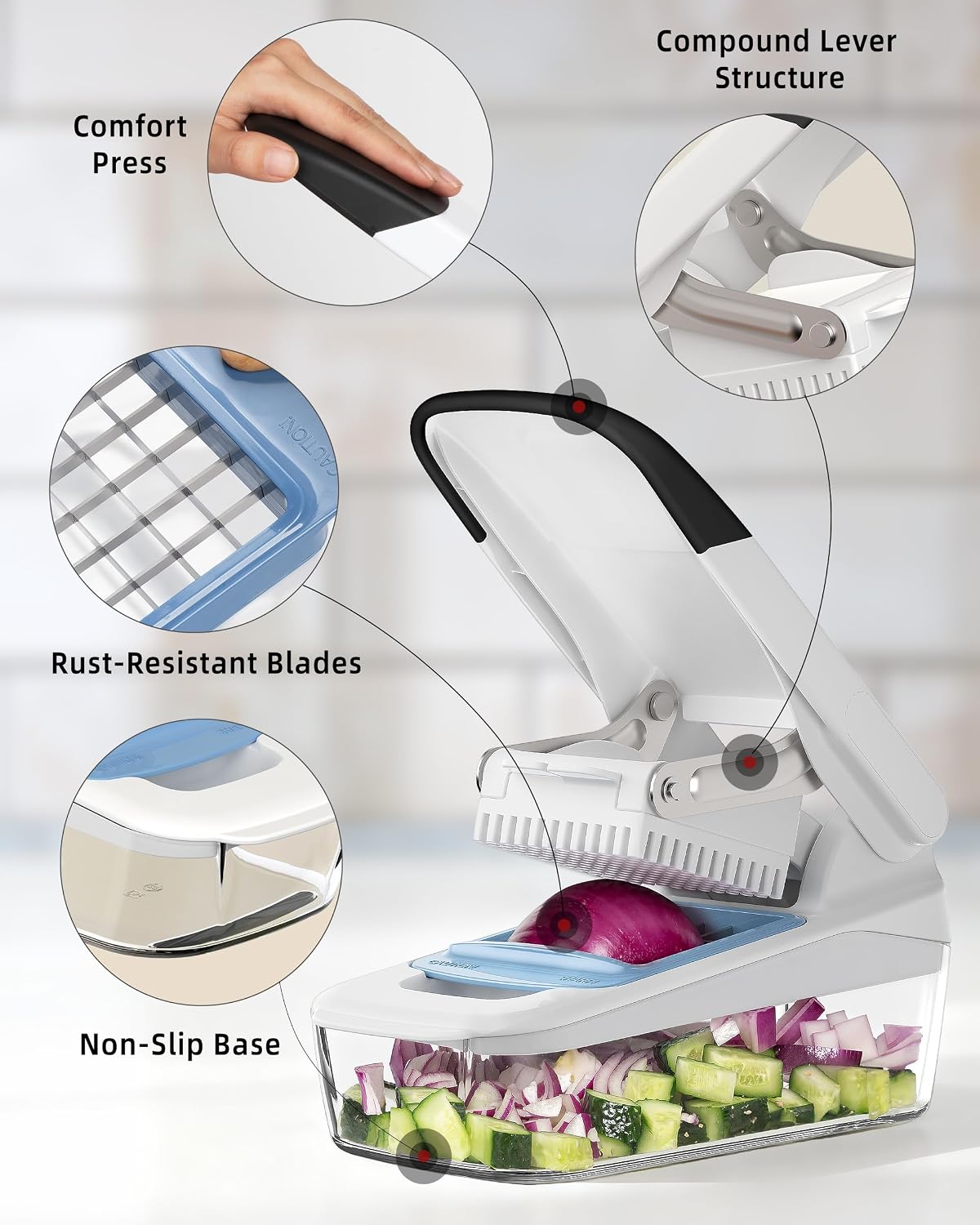 Vegetable Chopper with Container, Vegetable Cutter for Onion Fruit