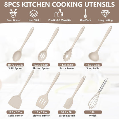 Silicone Cooking Utensils Set, 8 PCS Kitchen Utensils Set, Black