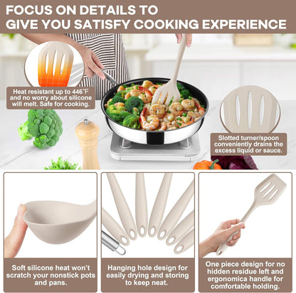 Silicone Cooking Utensils Set, 8 PCS Kitchen Utensils Set, Black