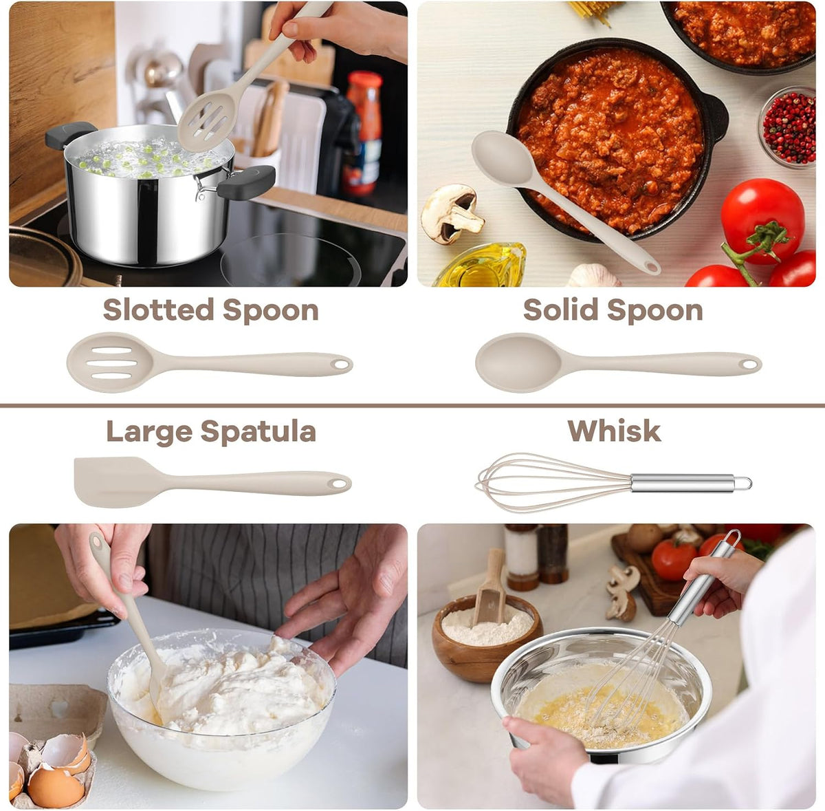 Silicone Cooking Utensils Set, 8 PCS Kitchen Utensils Set, Black