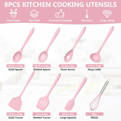 Silicone Cooking Utensils Set, 8 PCS Kitchen Utensils Set, Black