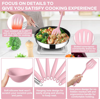 Silicone Cooking Utensils Set, 8 PCS Kitchen Utensils Set, Black