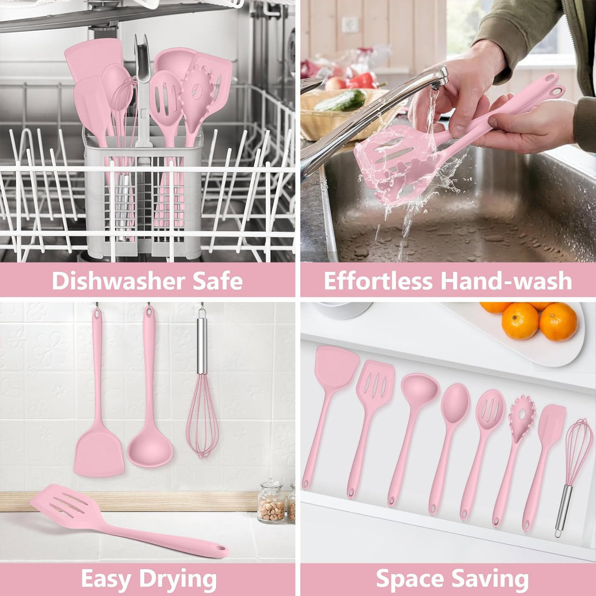 Silicone Cooking Utensils Set, 8 PCS Kitchen Utensils Set, Black