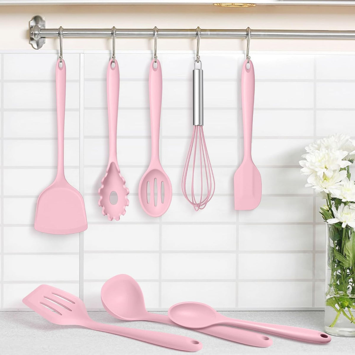 Silicone Cooking Utensils Set, 8 PCS Kitchen Utensils Set, Black