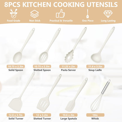 Silicone Cooking Utensils Set, 8 PCS Kitchen Utensils Set, Black