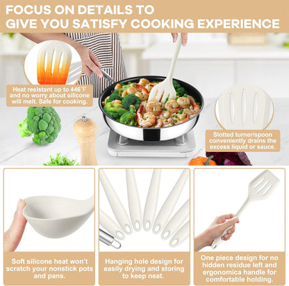Silicone Cooking Utensils Set, 8 PCS Kitchen Utensils Set, Black