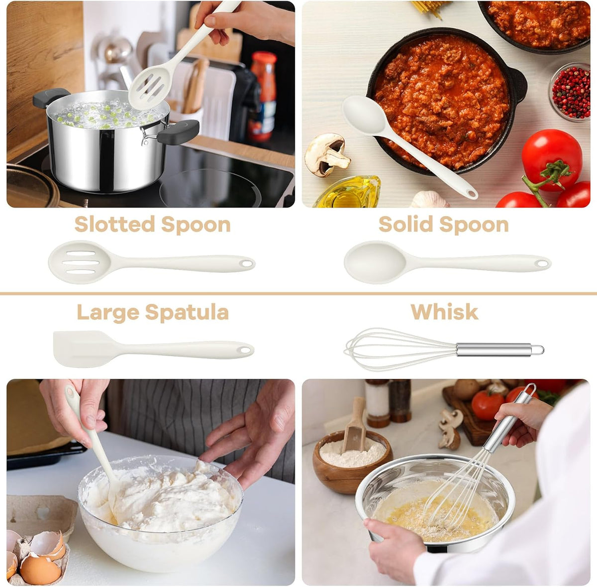 Silicone Cooking Utensils Set, 8 PCS Kitchen Utensils Set, Black