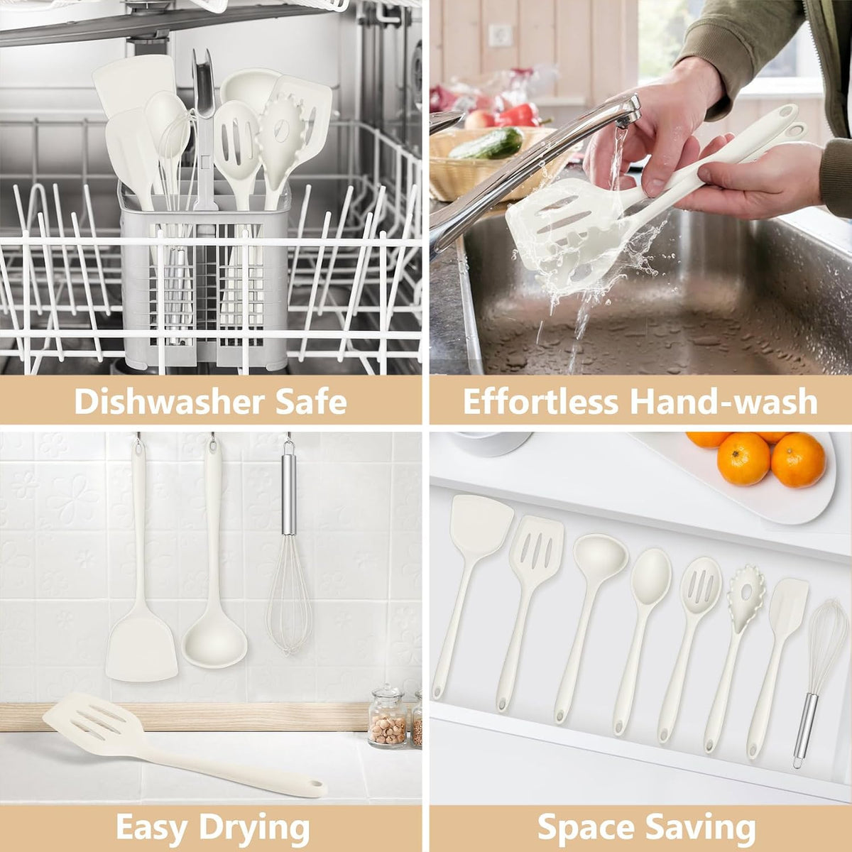 Silicone Cooking Utensils Set, 8 PCS Kitchen Utensils Set, Black