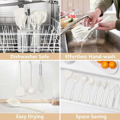 Silicone Cooking Utensils Set, 8 PCS Kitchen Utensils Set, Black
