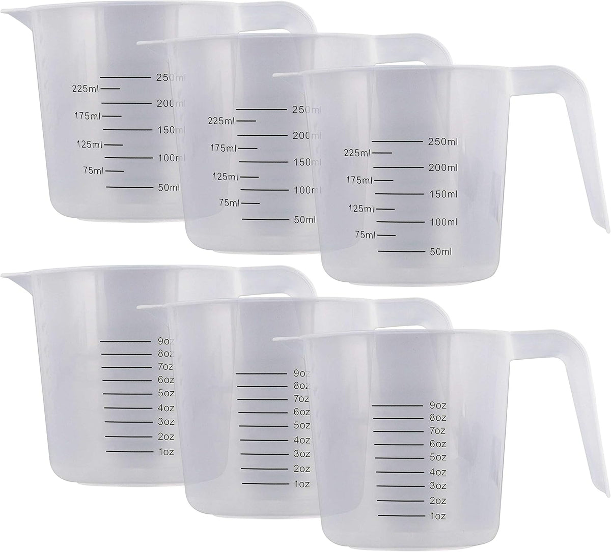 Plastic Measuring Cups with Handles - 8 oz (250 ml)