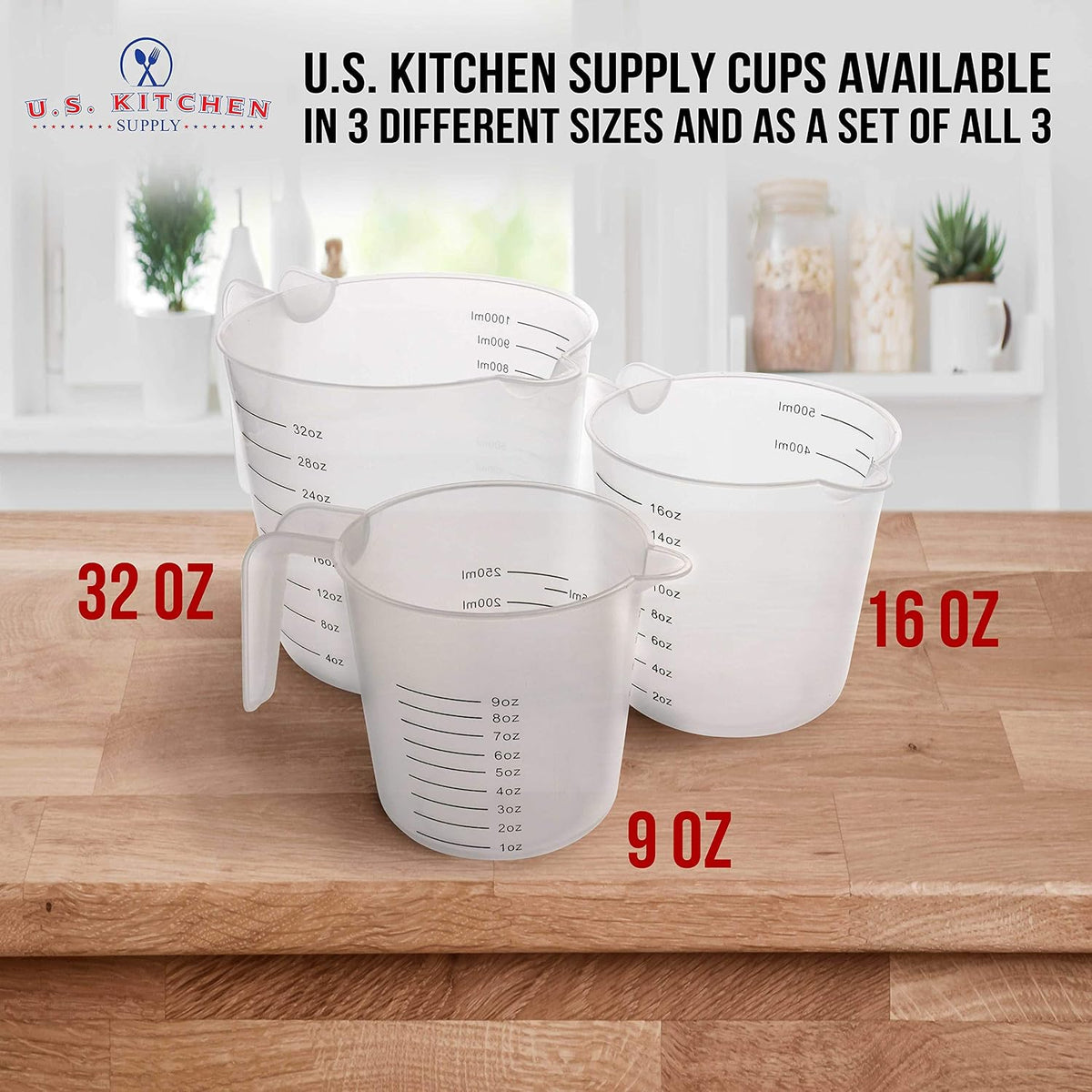 Plastic Measuring Cups with Handles - 8 oz (250 ml)