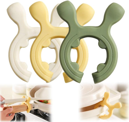Multifunction Silicone Pot Handle Spatula Rack, 2026 Non-Slip Spoon Holder Stove Organizer Kitchen Gadgets, Steam Releaser,Utensil Anti Scalding Pot Clip for Cooking Accessories (3 PCS)