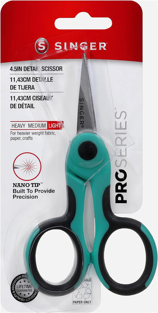 4-1/2 inch ProSeries™ Scissor with NANO Tip™ Comfort Grip | Ultra-sharp NANO Tip 4.5 inch detail scissors with soft TPR grip; precise cuts for embroidery, applique and detail work
