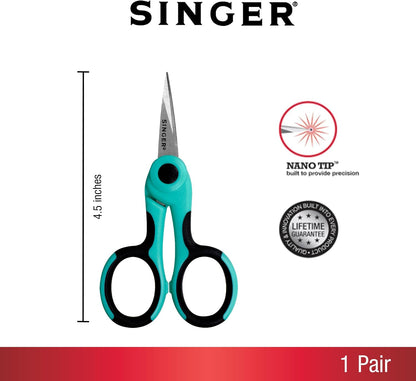 4-1/2 inch ProSeries™ Scissor with NANO Tip™ Comfort Grip | Ultra-sharp NANO Tip 4.5 inch detail scissors with soft TPR grip; precise cuts for embroidery, applique and detail work