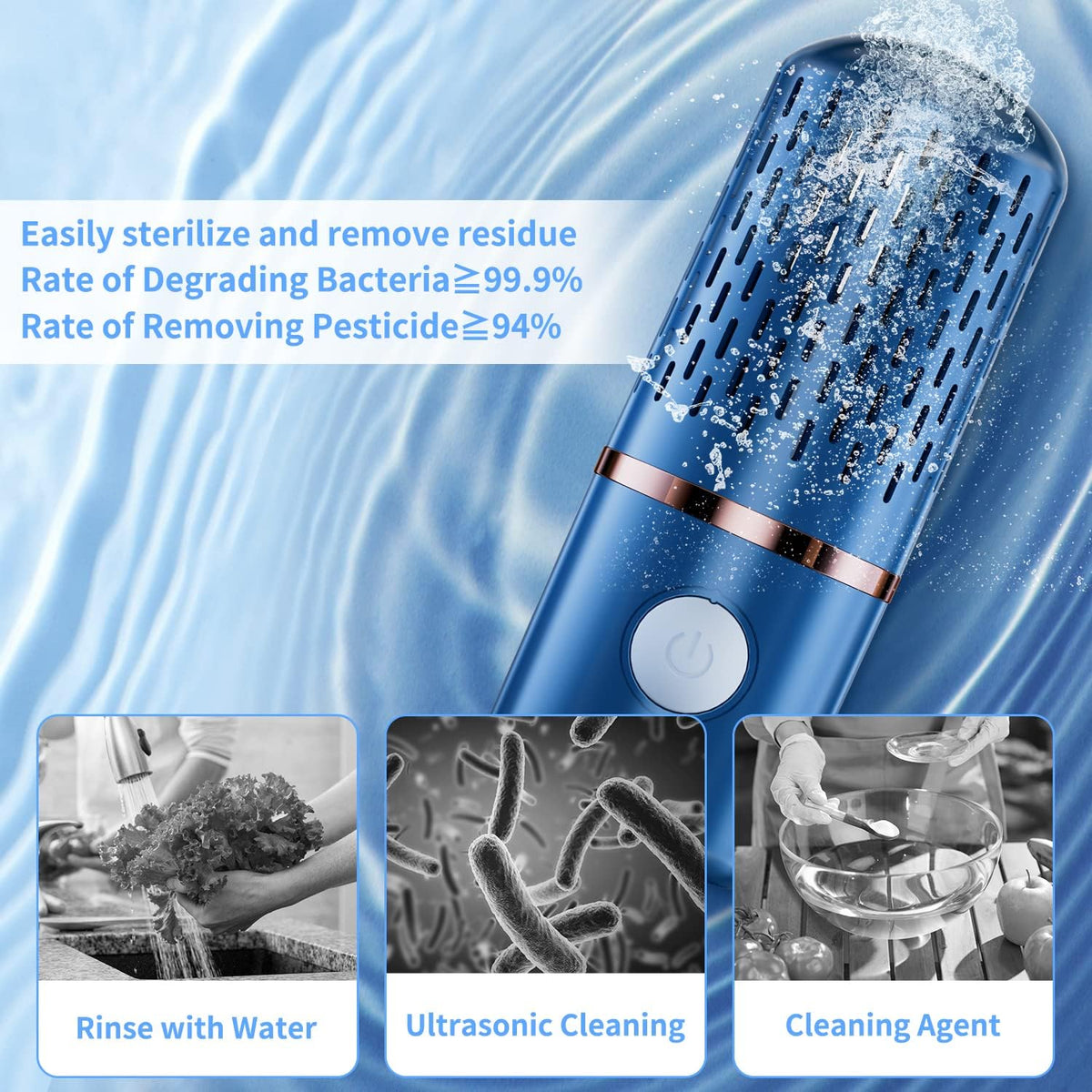 Fruit and Vegetable Washing Machine, Fruit Cleaner Device,Fruit Purifier for with OH-ion Purification Technology for Cleaning Fruit,Vegetable Sold US Only(Blue)