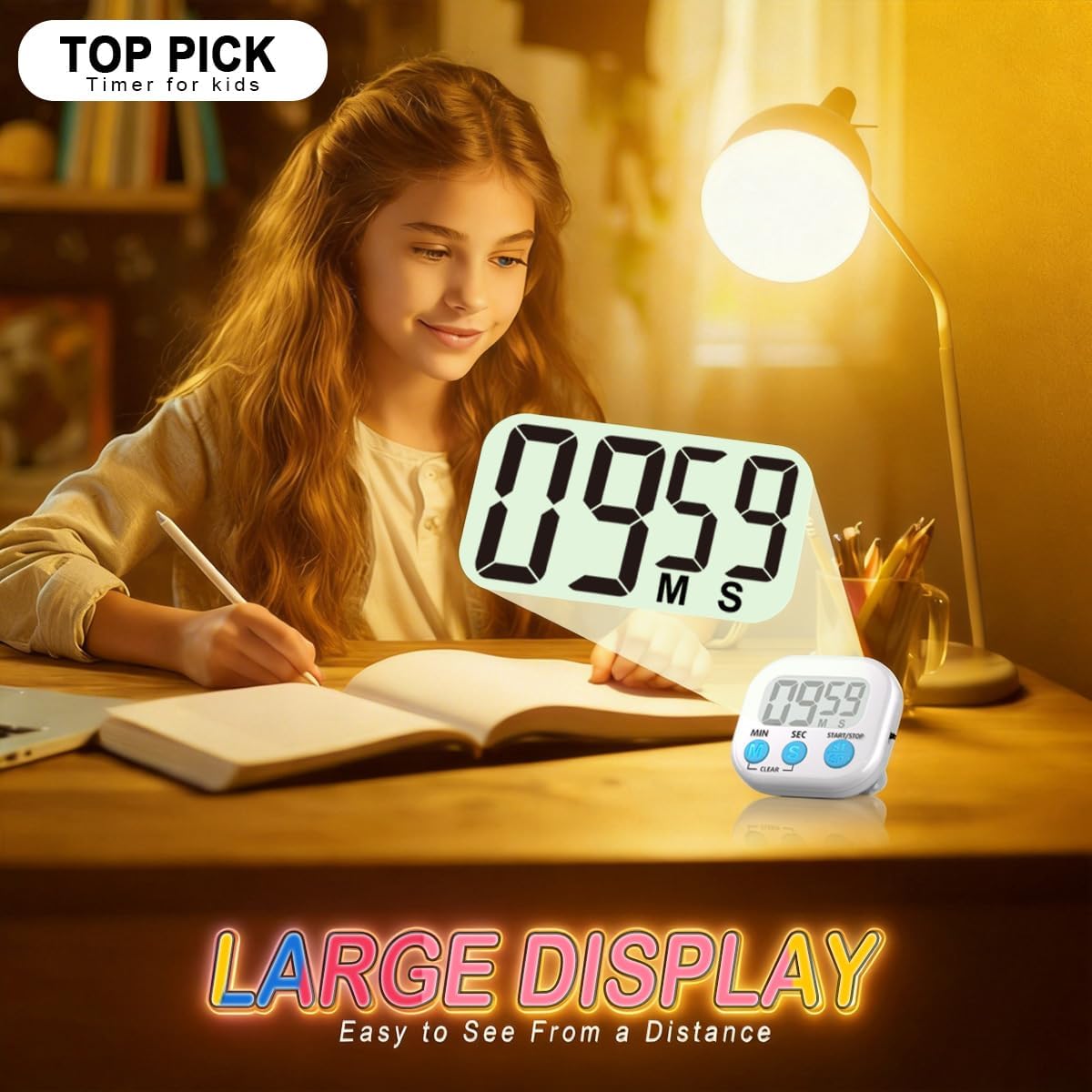 4 Pack Digital Timer for Kids, Kitchen Timer for Cooking, Classroom, Study, Exercise with Countdown/Up Mode - Loud Alarm, Large Display - AAA Battery Operated (Not Included)