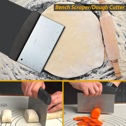 Stainless Steel Spatula Set with Heat Resistant Silicone Handle, Metal Spatulas For Kitchen Use, Thickened Smash Burger Spatula, Fish Flipper, Bench Scraper