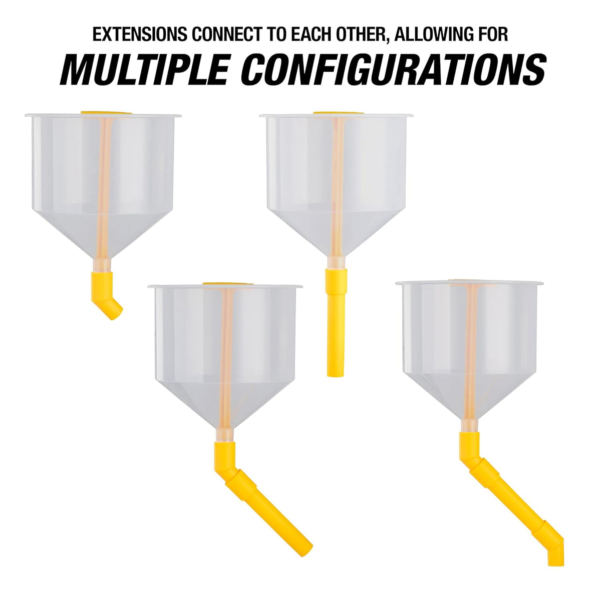 No-Spill Coolant Funnel Kit, 15 Piece Fluid and Oil Funnel Set, Allows Access To Hard-To-Reach Radiators | Allows Access To Hard-To-Reach Radiators, Includes 45° Angled and 5" Extension, Spill Free Funnel Kit Cooling System
