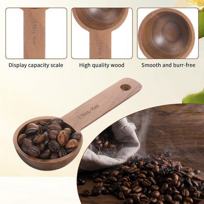 Walnut Wooden Coffee Scoop for Jars, Coffee Scoop for Ground Coffe Handmade Tablespoon Measuring Spoon for Coffe Beans Tea Spices 15ml 1 Tablespoon Home Kitchen Accessories for Jars and Containers