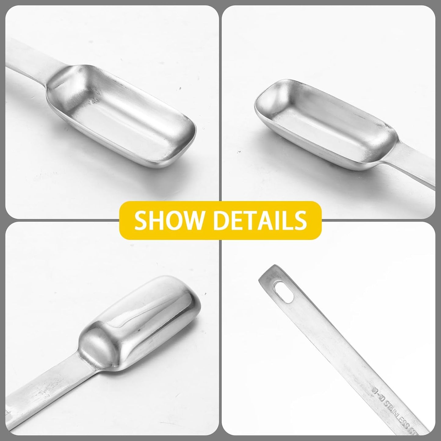 2 Pcs 1 Teaspoon Measuring Spoon, 1/3 Tbsp | 5 mL | 1/6 Oz, Stainless Steel Long Handle Scoop, Metal Measuring Spoon for Kitchen Cooking Baking Coffee Food Measuring