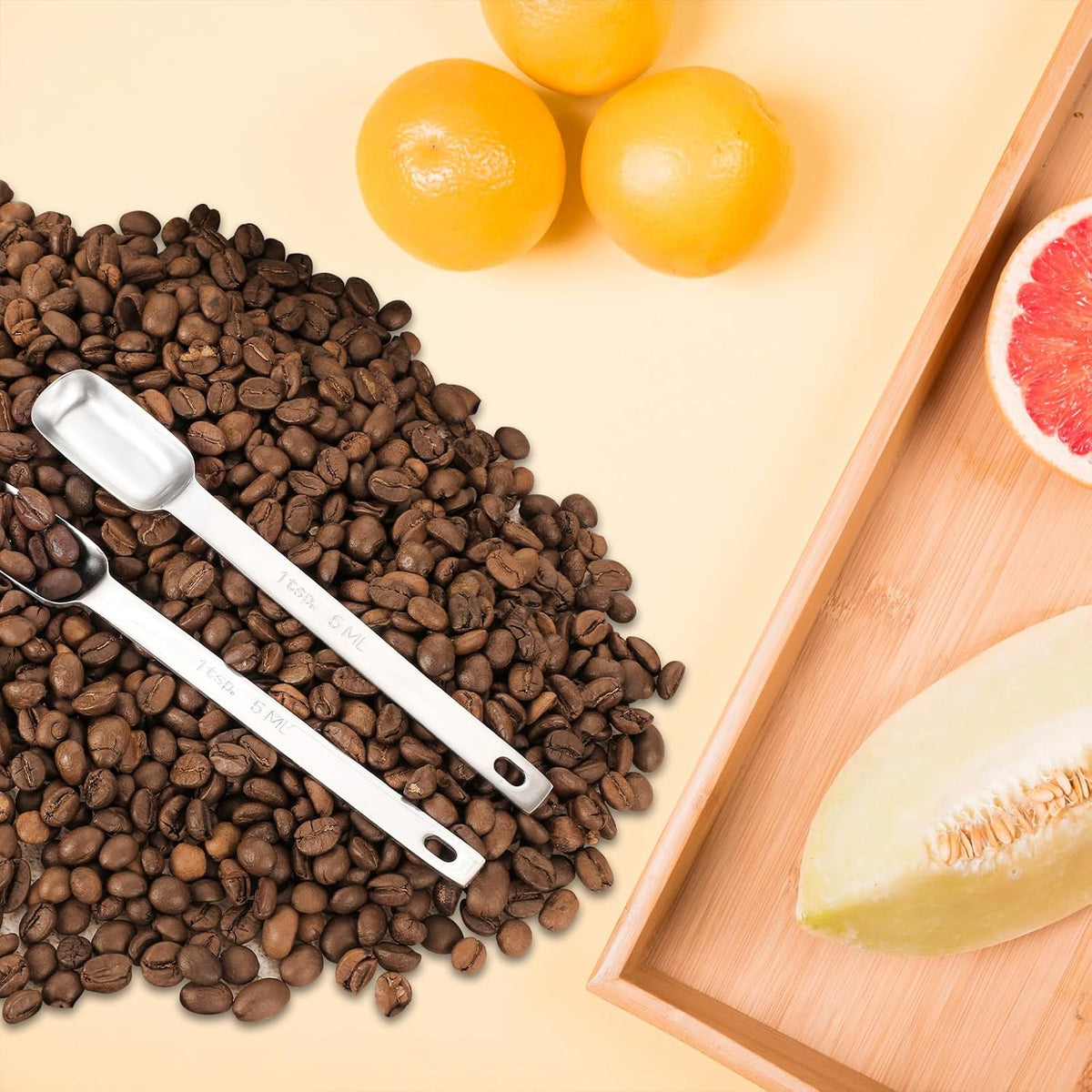 2 Pcs 1 Teaspoon Measuring Spoon, 1/3 Tbsp | 5 mL | 1/6 Oz, Stainless Steel Long Handle Scoop, Metal Measuring Spoon for Kitchen Cooking Baking Coffee Food Measuring