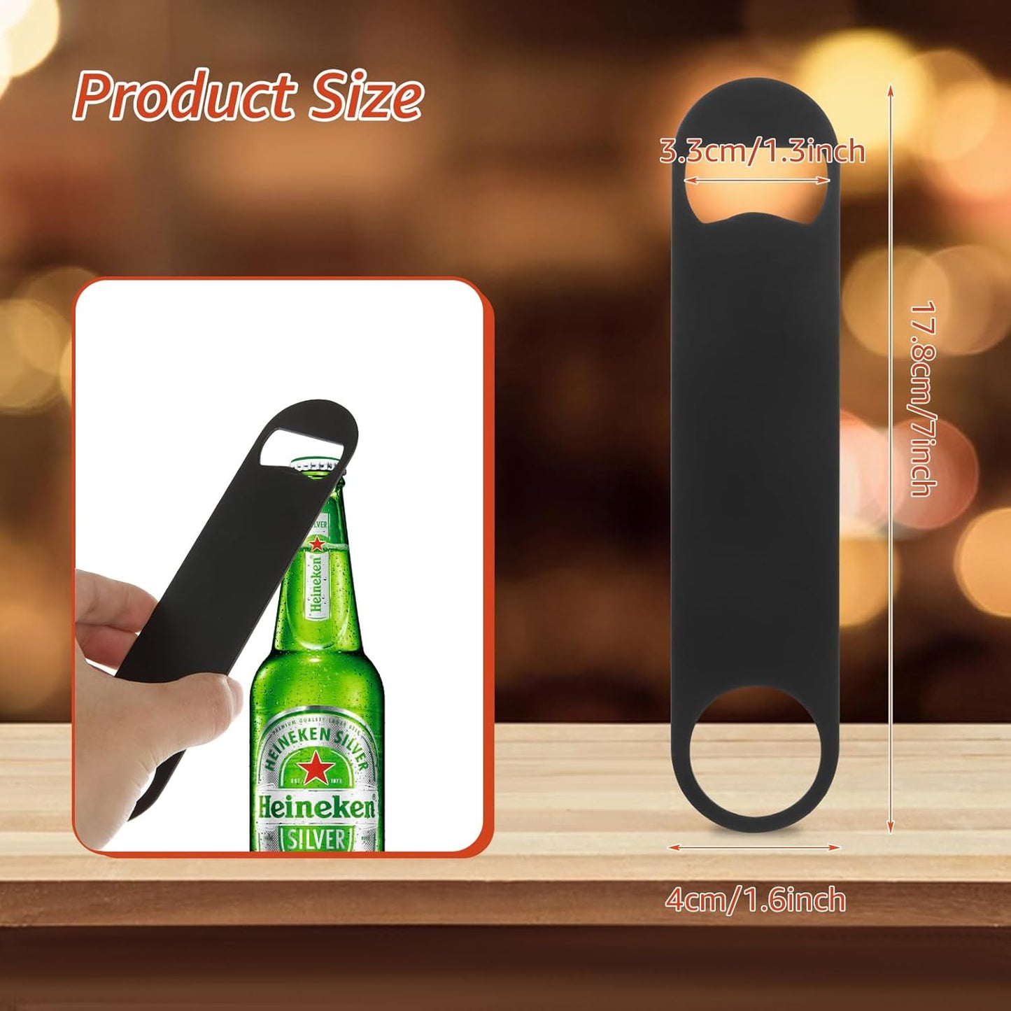 20 Pieces Flat Bottle Openers, 7 Inch Stainless Steel Bottle Openers Bulk, Black Speed Openers Beer Bottle Opener Bartender for Bar, Kitchen, Restaurant