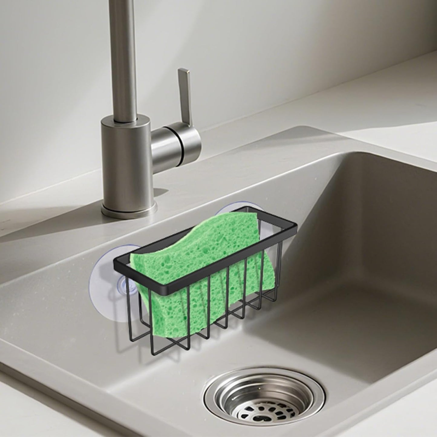 Sponge Holder for Kitchen Sink,Kitchen Sponge Holder,Sink Caddy for Sponges,Soap(Black)