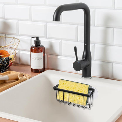Sponge Holder for Kitchen Sink,Kitchen Sponge Holder,Sink Caddy for Sponges,Soap(Black)