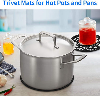 3PCS Silicone Trivet Mat - Flexible Non-Slip Heat Resistant Modern Kitchen Teapot Trivets Set for Hot Dishes, Table, Countertop