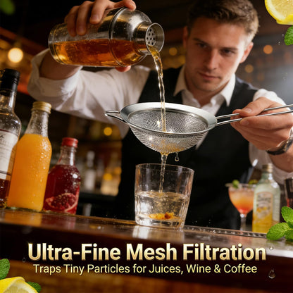 Fine Mesh Strainers - Premium Stainless Steel Colander Sieve Sifters, with Durable Mesh and Sturdy Handle, Excellent for Sifting Dry ingredients, Flour, Pastas, Rice, Tea (3.15"+5.5"+7.87")