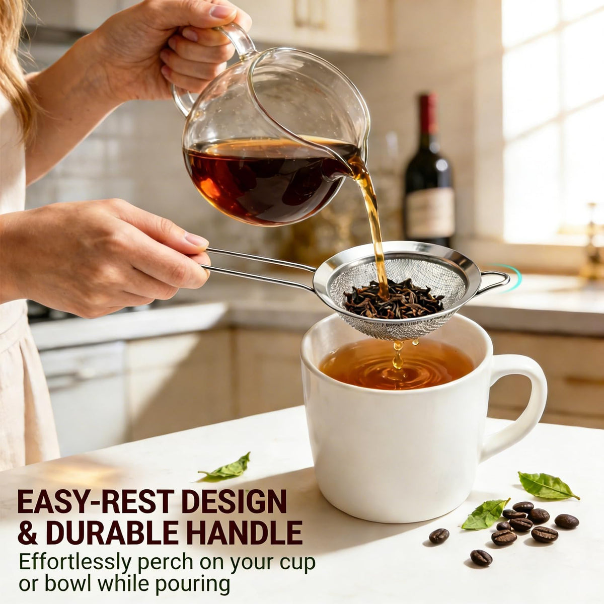 Fine Mesh Strainers - Premium Stainless Steel Colander Sieve Sifters, with Durable Mesh and Sturdy Handle, Excellent for Sifting Dry ingredients, Flour, Pastas, Rice, Tea (3.15"+5.5"+7.87")