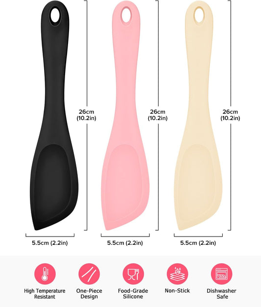 Silicone Scraper Spatula Set, BPA Free Food Grade Rubber Spatulas, Flexible Baking Mixing Tool, Heat Resistant Bowl Scrapers for Nonstick Cookware, 3 Pack (10.2 inch)