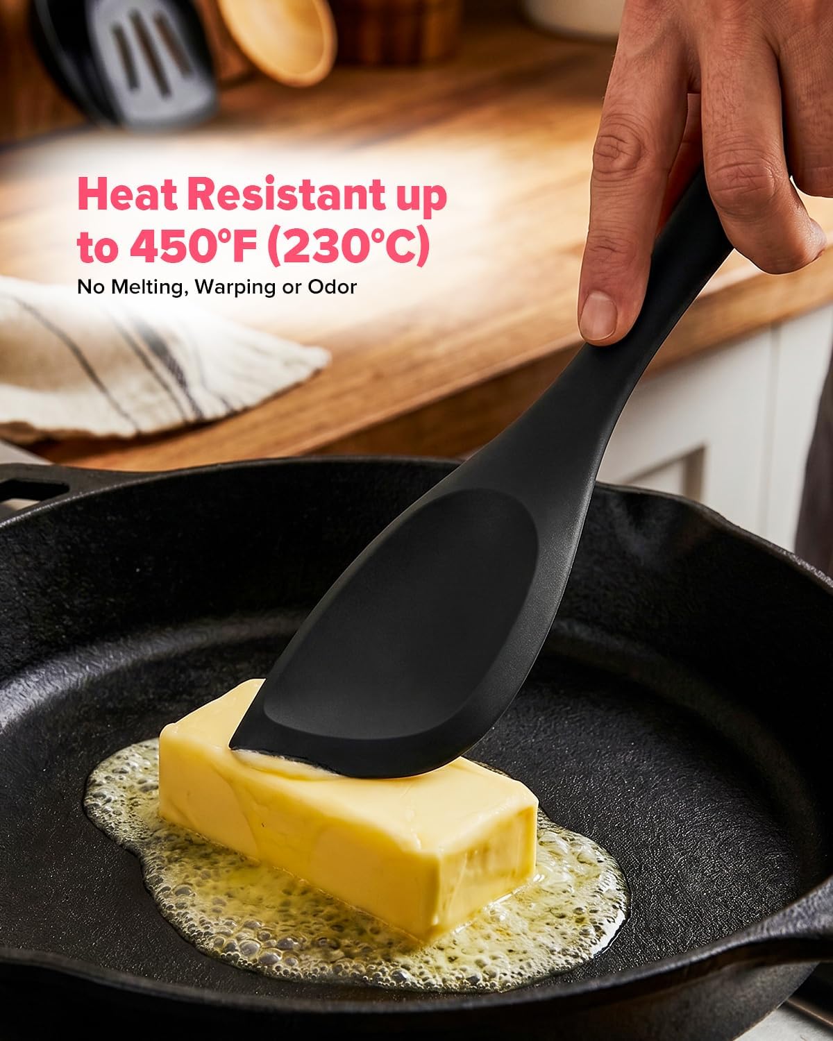 Silicone Scraper Spatula Set, BPA Free Food Grade Rubber Spatulas, Flexible Baking Mixing Tool, Heat Resistant Bowl Scrapers for Nonstick Cookware, 3 Pack (10.2 inch)