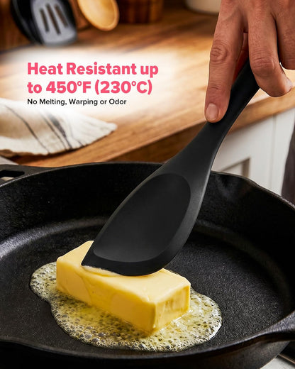Silicone Scraper Spatula Set, BPA Free Food Grade Rubber Spatulas, Flexible Baking Mixing Tool, Heat Resistant Bowl Scrapers for Nonstick Cookware, 3 Pack (10.2 inch)