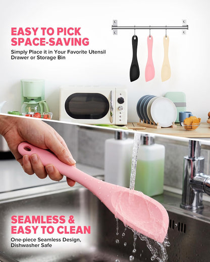 Silicone Scraper Spatula Set, BPA Free Food Grade Rubber Spatulas, Flexible Baking Mixing Tool, Heat Resistant Bowl Scrapers for Nonstick Cookware, 3 Pack (10.2 inch)