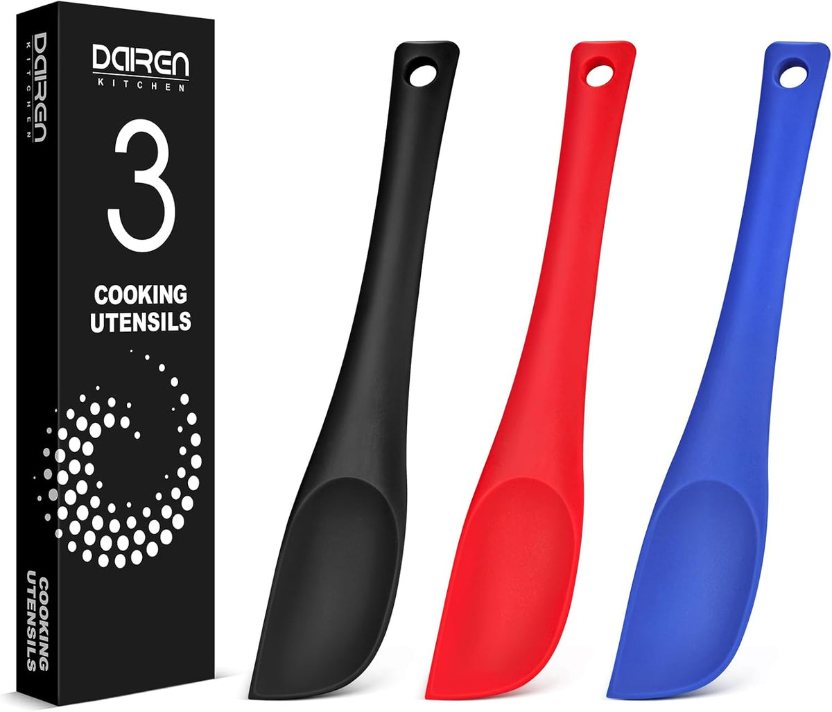 Silicone Scraper Spatula Set, BPA Free Food Grade Rubber Spatulas, Flexible Baking Mixing Tool, Heat Resistant Bowl Scrapers for Nonstick Cookware, 3 Pack (10.2 inch)