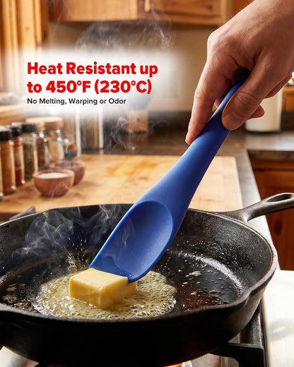 Silicone Scraper Spatula Set, BPA Free Food Grade Rubber Spatulas, Flexible Baking Mixing Tool, Heat Resistant Bowl Scrapers for Nonstick Cookware, 3 Pack (10.2 inch)