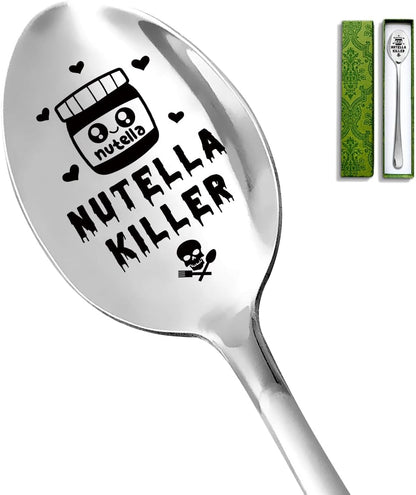 Funny Nutella Ice Cream Spoon, Engraved Stainless Steel Coffee Spoon, Gift for Women Men Birthdays, Christmas, Valentine's Day, Father's Day
