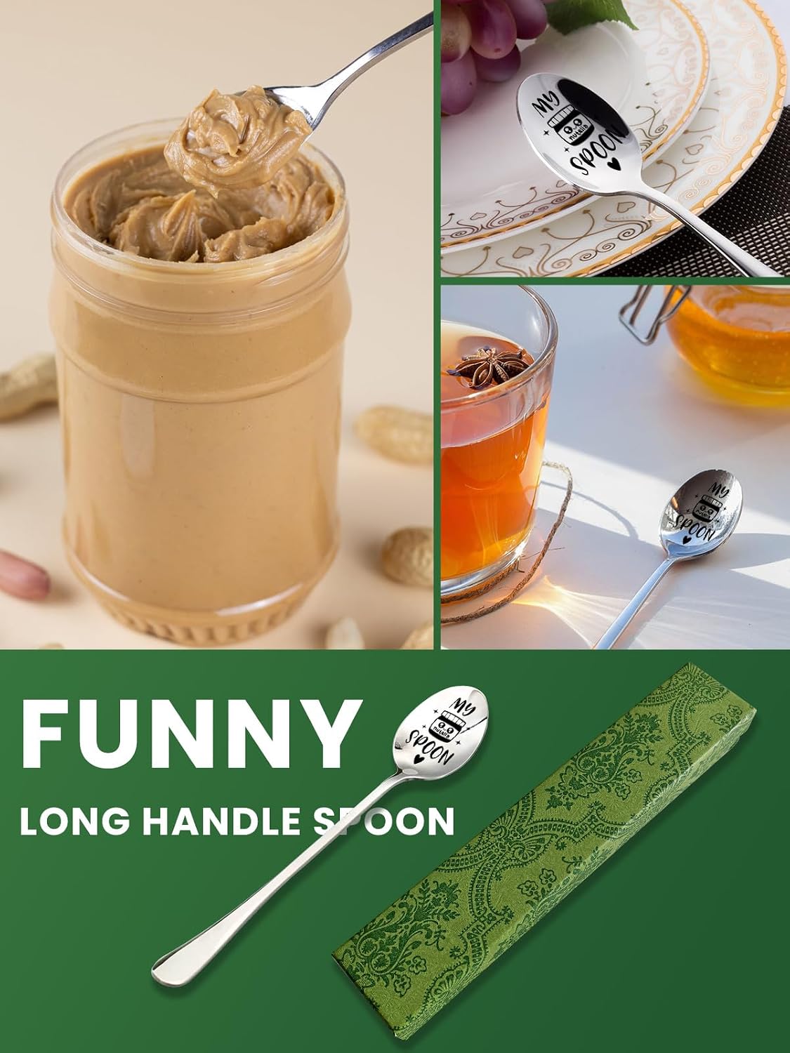 Funny Nutella Ice Cream Spoon, Engraved Stainless Steel Coffee Spoon, Gift for Women Men Birthdays, Christmas, Valentine's Day, Father's Day