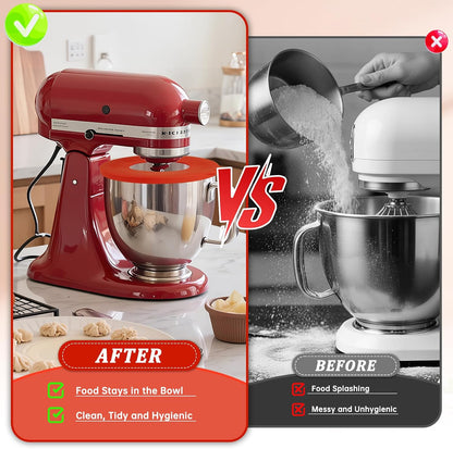 Silicone Bowl Liner for KitchenAid Tilt-Head 5QT Mixers,Odourless,Thicker, Cold/Heat-Resistant & Non-Stick, Easy Clean, Fits 5 Quart Mixing Bowl, Set of 3 with Lids