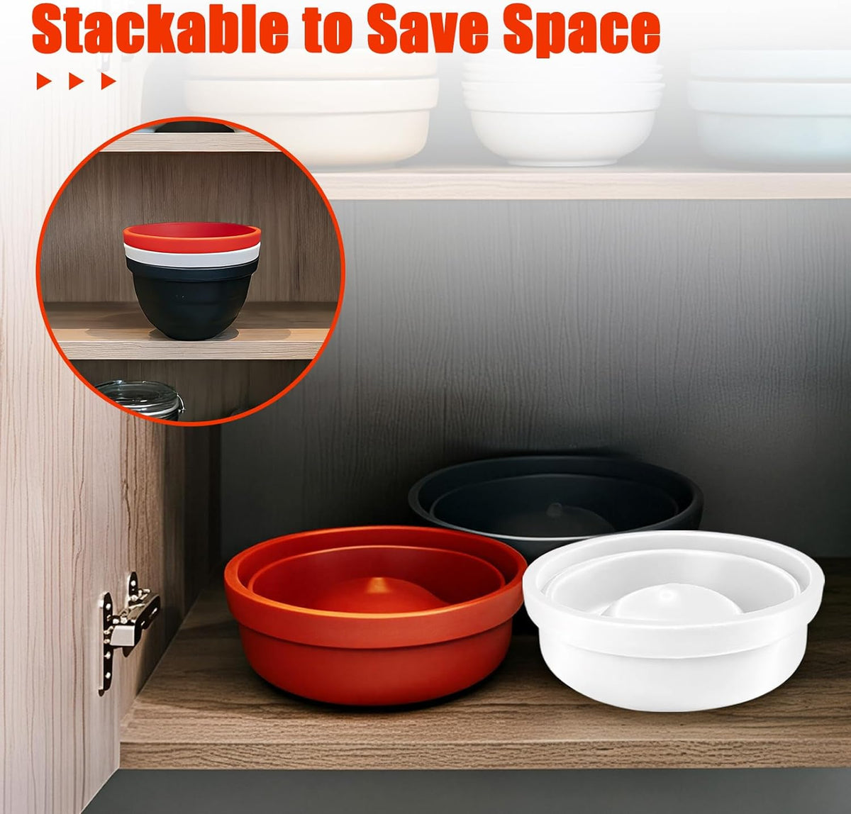 Silicone Bowl Liner for KitchenAid Tilt-Head 5QT Mixers,Odourless,Thicker, Cold/Heat-Resistant & Non-Stick, Easy Clean, Fits 5 Quart Mixing Bowl, Set of 3 with Lids