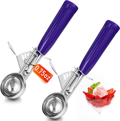 2 Pcs Release Cookie Scoops Ice Cream Scooper with Trigger Release Portion Scoop Stainless Steel for Portion Control, Baking Food, Cookie Dough (1 oz,Black)