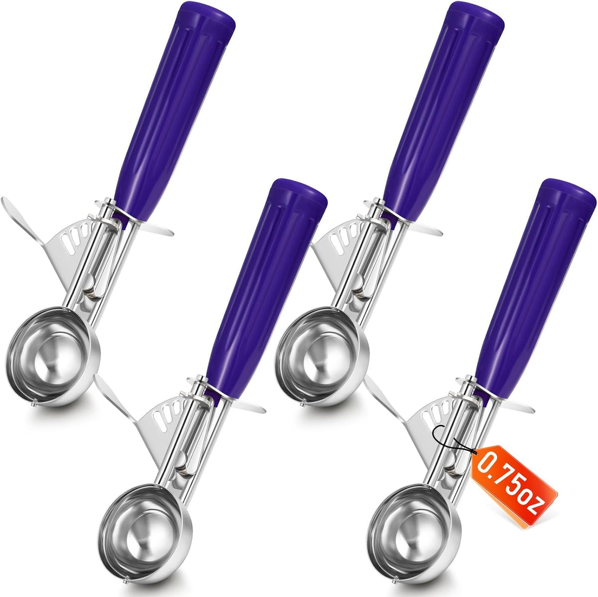 2 Pcs Release Cookie Scoops Ice Cream Scooper with Trigger Release Portion Scoop Stainless Steel for Portion Control, Baking Food, Cookie Dough (1 oz,Black)