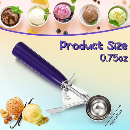 2 Pcs Release Cookie Scoops Ice Cream Scooper with Trigger Release Portion Scoop Stainless Steel for Portion Control, Baking Food, Cookie Dough (1 oz,Black)