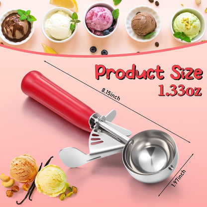 2 Pcs Release Cookie Scoops Ice Cream Scooper with Trigger Release Portion Scoop Stainless Steel for Portion Control, Baking Food, Cookie Dough (1 oz,Black)