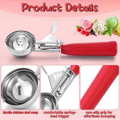 2 Pcs Release Cookie Scoops Ice Cream Scooper with Trigger Release Portion Scoop Stainless Steel for Portion Control, Baking Food, Cookie Dough (1 oz,Black)