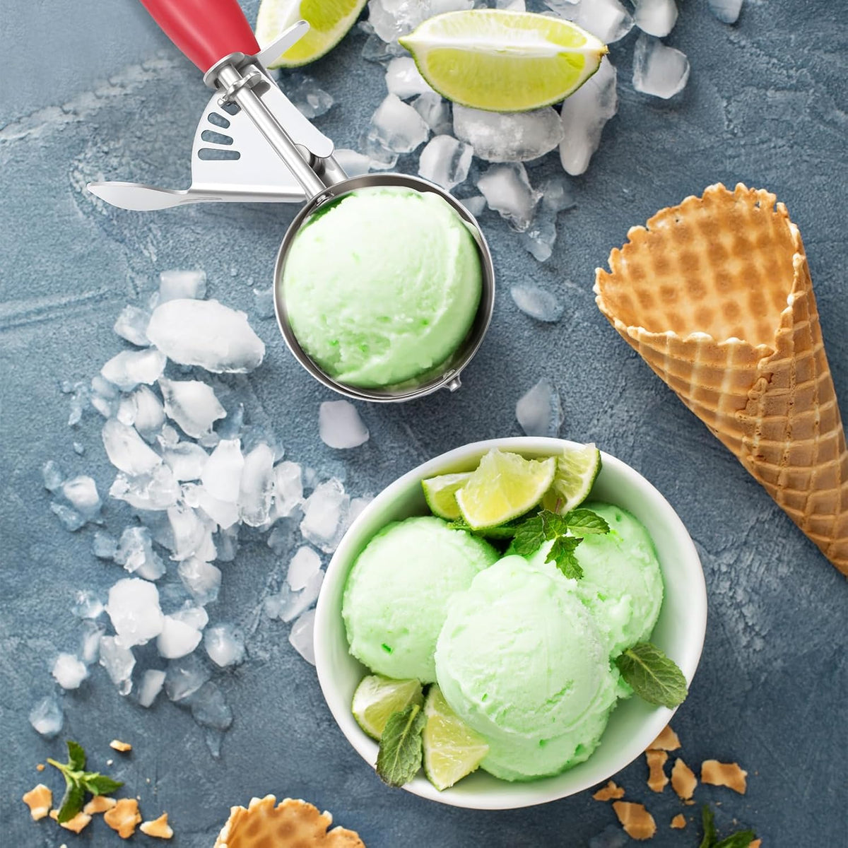 2 Pcs Release Cookie Scoops Ice Cream Scooper with Trigger Release Portion Scoop Stainless Steel for Portion Control, Baking Food, Cookie Dough (1 oz,Black)