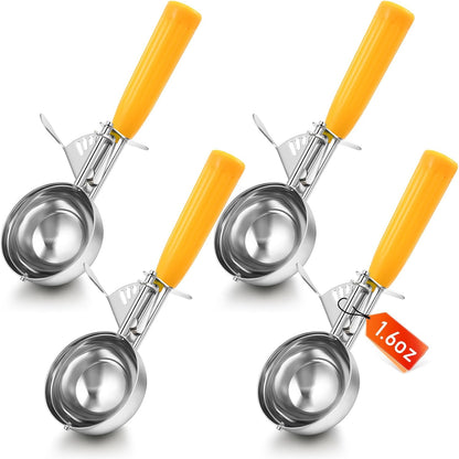 2 Pcs Release Cookie Scoops Ice Cream Scooper with Trigger Release Portion Scoop Stainless Steel for Portion Control, Baking Food, Cookie Dough (1 oz,Black)
